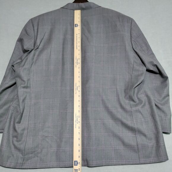 Holland & Sherry Savile Row Gray Purple Plaid Men’s 58S Blazer Jacket Sport Coat - Picture 13 of 16